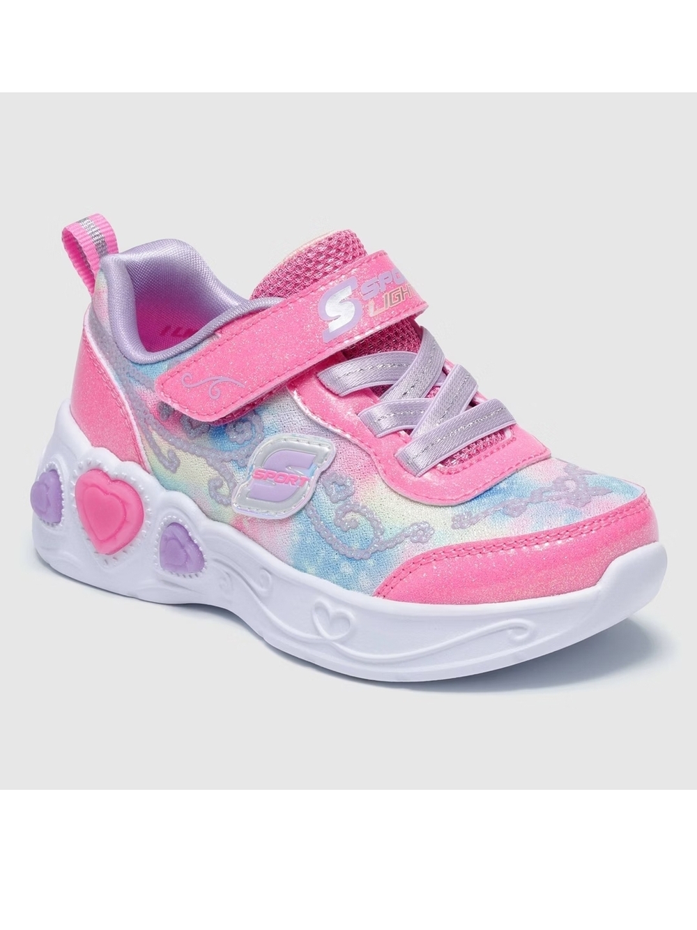 Skechers Kids' Pink Glitter Heart Light-Up Sneaker